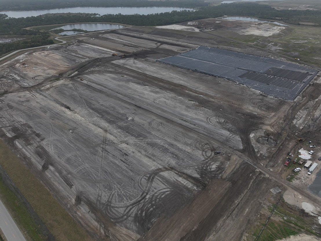 An aerial view of the project during construction